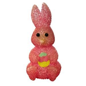 Pink Crackle Gel Bunny • Easter Decor • 6.5” Figurine
